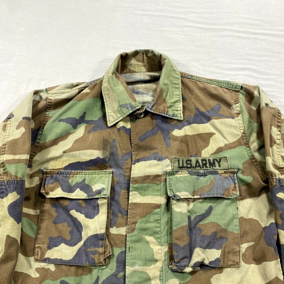 VTG US Army BDU Shirt Jacket Mens Small Woodland Camoflage Combat Field Green * - Picture 3 of 10